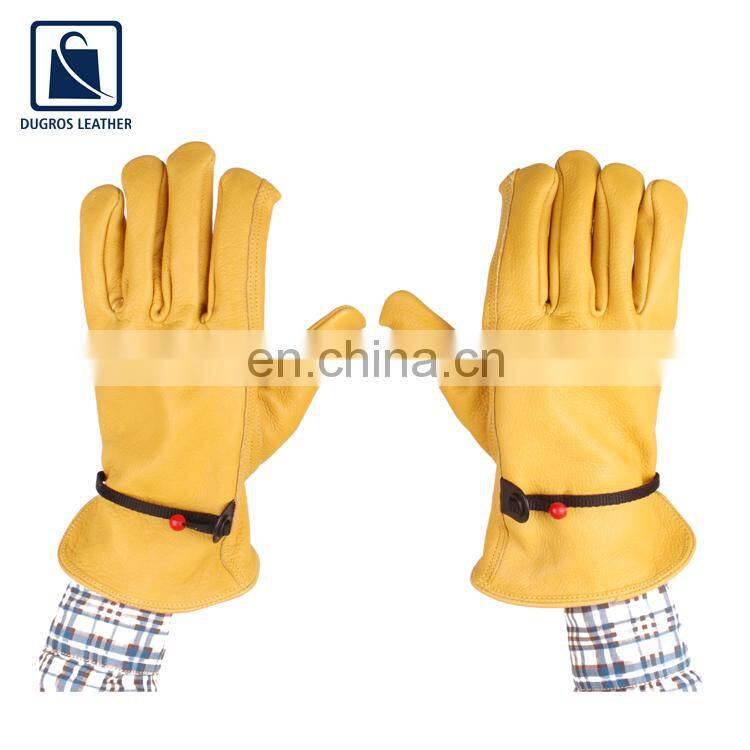 Hot Selling Leather Hem Binding Golden Yellow Color Leather Gloves Manufacturer