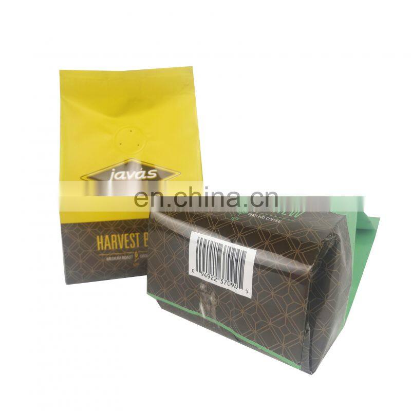 500g Flat Square Box Bottom Aluminum Foil coffee bags with valve/tin tie