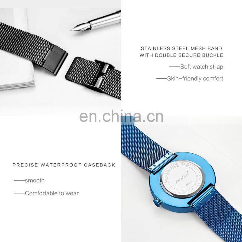 SINOBI Hollow Out Dial S9801G Men Creative Watch Wrist Sapphire Mesh Band Handwatch Youth Unique Design Male Watches