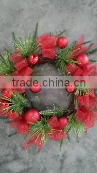 Colorful Elegant Christmas Decorative Mesh Wreaths/Mesh wreath with items for easter decoration/flexbile easter mesh wreath