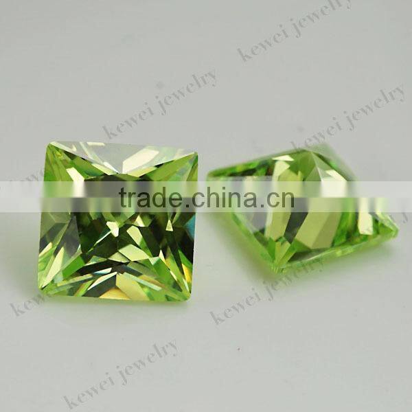 Wholesale jewelry Apple Green Square Princess Cut Cubic Zirconia