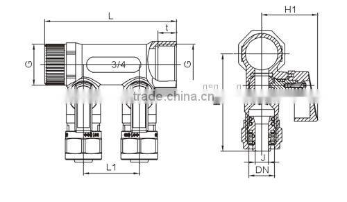 HR1050 China manufacture brass water exhaust 3-ways maniflod
