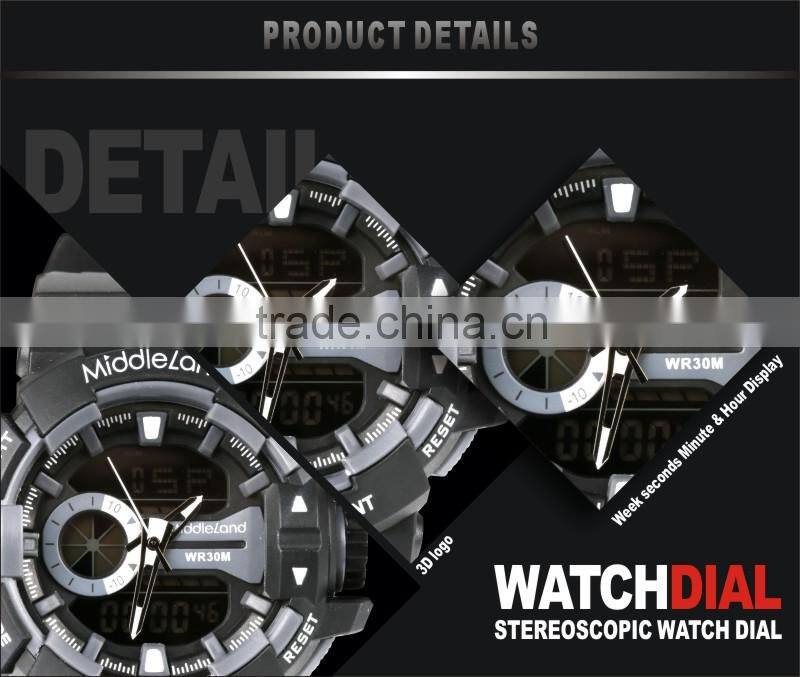Custom logo man MIDDLELAND watch with changeable coloful ABS plastic strap digital LED sport watch