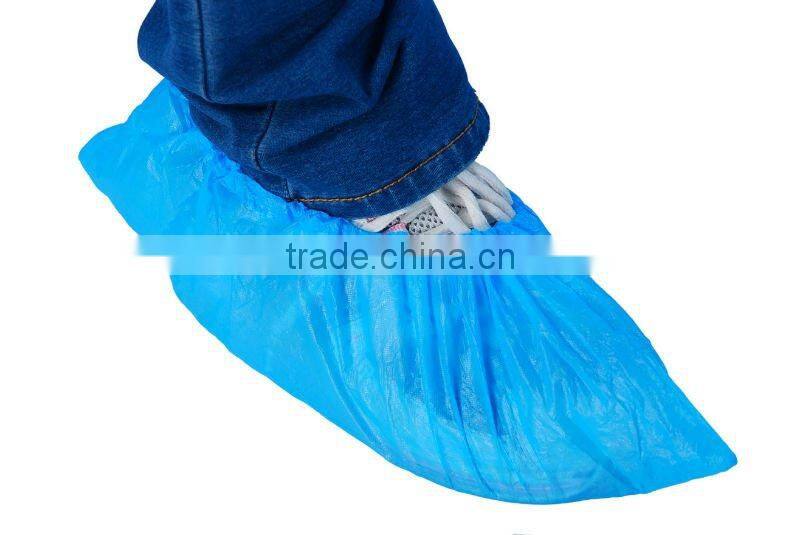 Blue Disposable CPE PE plastic shoecovers shoe covers with elastic