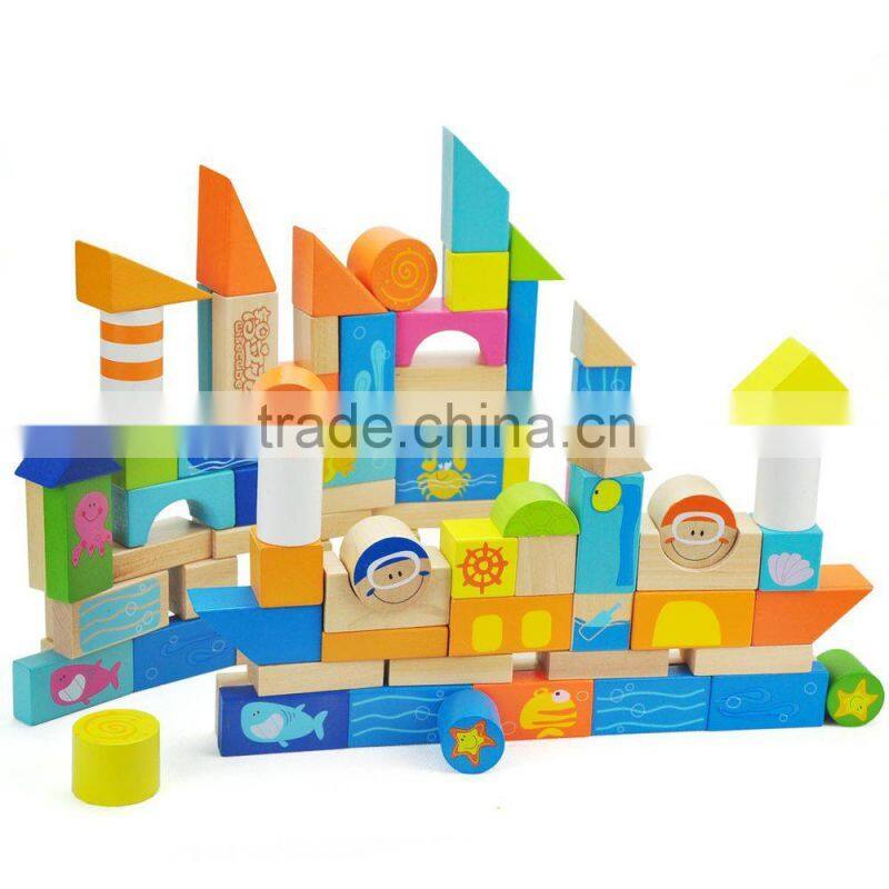 100 pieces best selling toys 2014 ocean blocks different shape round square arch triangle wooden block