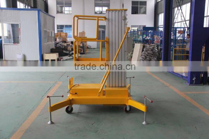 single mast aluminum electric vertical work lift platform