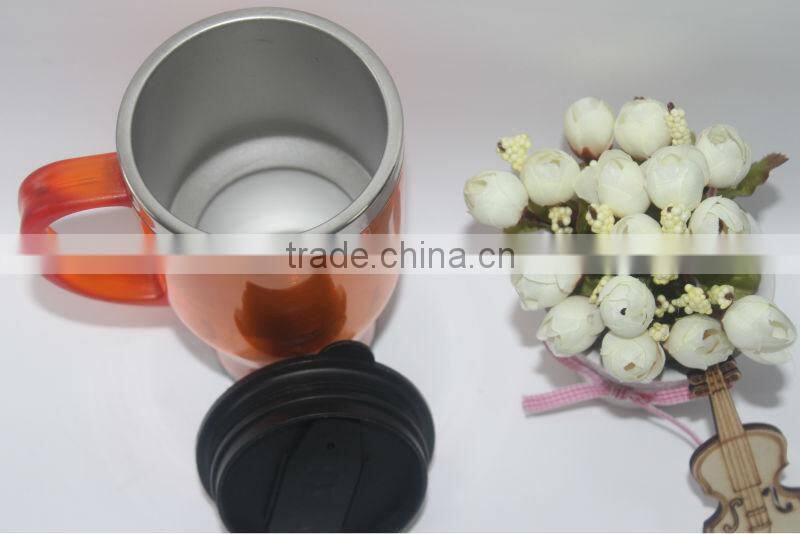 nice inner steel outer plastic advertising & auto mug with handle