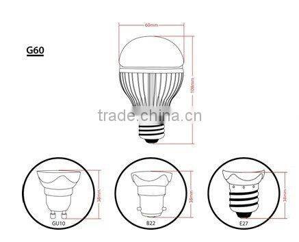 5W G60 triac dimmable led bulb