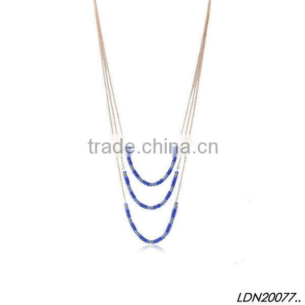 Gold tube with crystal fashion necklace silver tube with crystal necklace