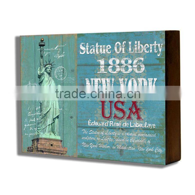 Customize Statue of Liberty wood painting plaque with hook