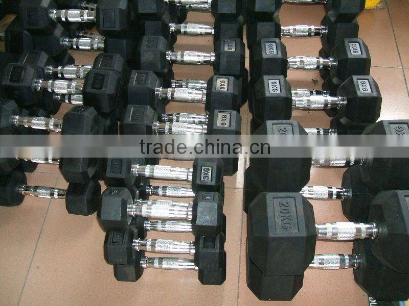 high quality rubber hex dumbbells