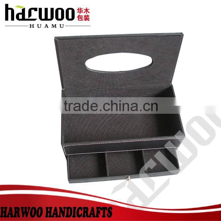 tissue box with drawer,pu leather tissue drawer,2016 new design tissue box