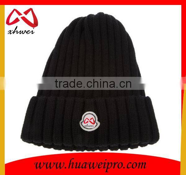 Custom Logo and Branded long knitted beanie hat cotton and acrylic plain beanie cap wholesale