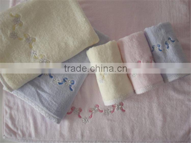 china factory supply solid color luxury embroidery towel set