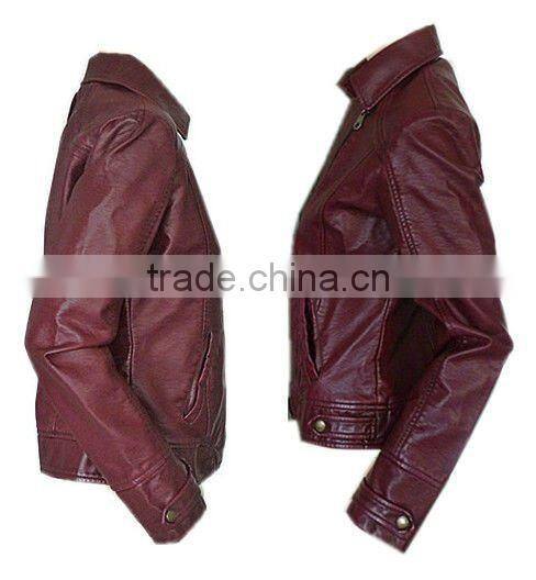 Special washed ladies short pu jacket,wash fade