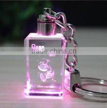 Best selling 3d laser crystal key chain