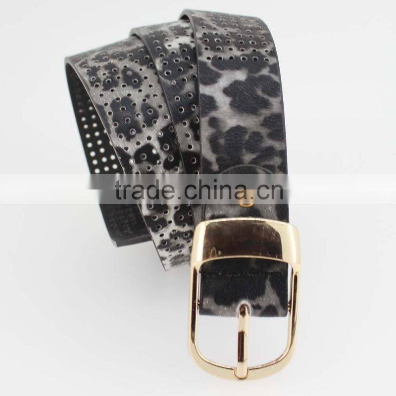 2015 Designer Fashion Women's leopard pointed Plain Pierced belt with Fuax leather factory china