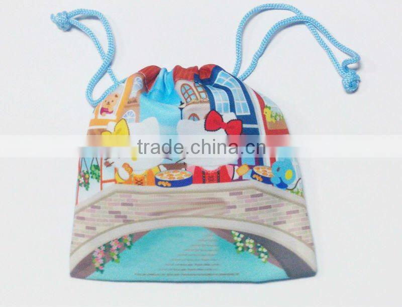 2015 popular promotional cheap and durable polyester cute drawstring bag