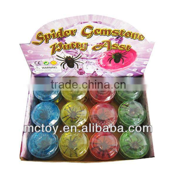 HOT Crystal diamond Gemstone Spider frog fish lizard insect red yellow blue green pink purple Putty slime toy