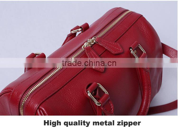 2016 new style guangzhou leather handbags top cowhide handbag boston bag for women