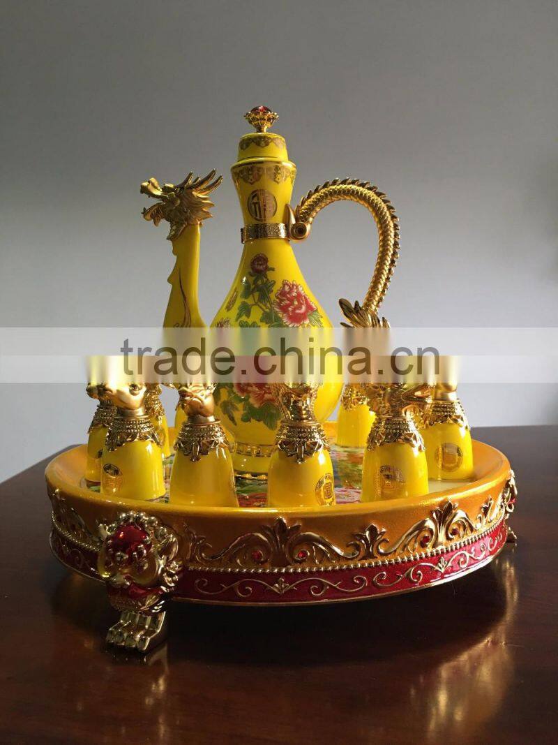 12 zodiac yellow ceramic wine cups,artistic ceramic cup