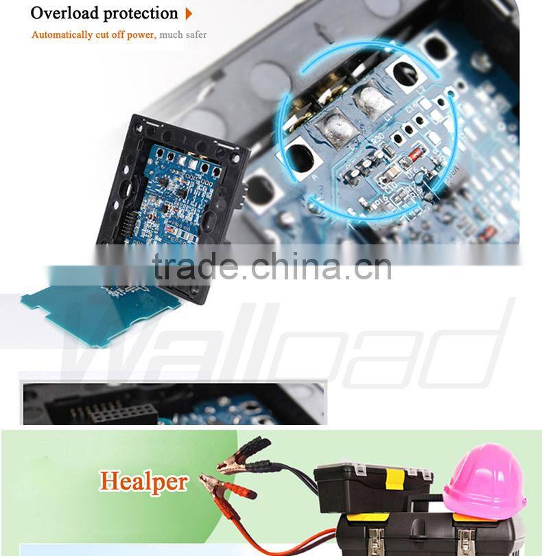 Hot Sales Wallpad Luxury White LED Indicator Waterproof Crystal Glass 110~250V German EU Standard Wall Socket Switch
