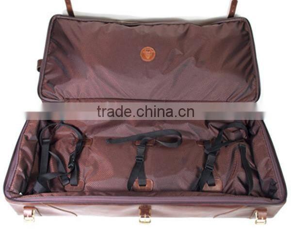 Vintage European style genuine leather travel bag, big capacity trolley bag made in China