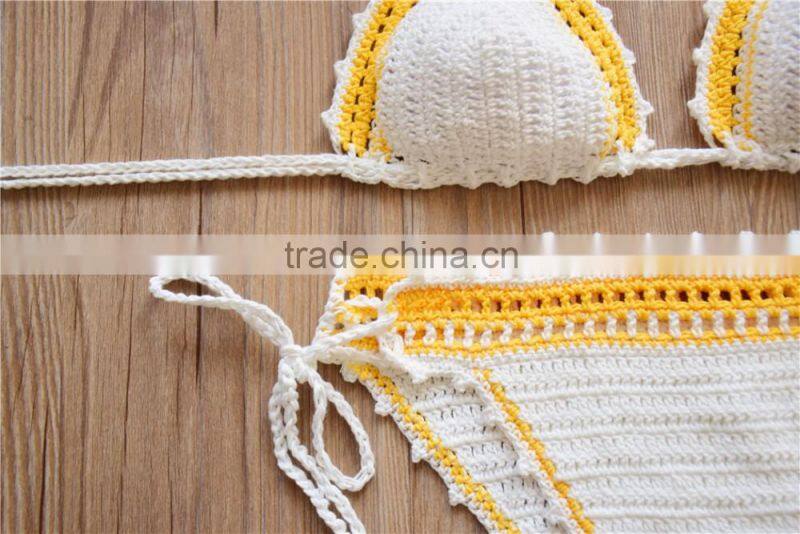 Yellow color Hand crochet bikini, summer crochet bralette swimwear