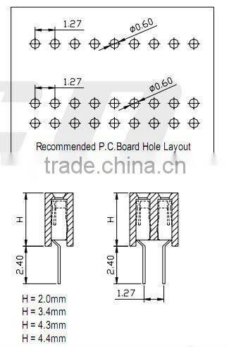 1.27mm Dual Row Straight DIP Type Female Header