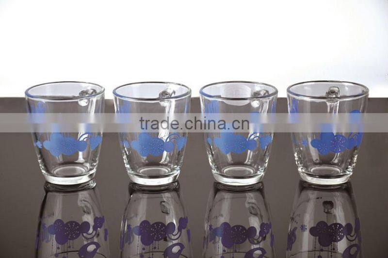 wholesale printed glass tea mug