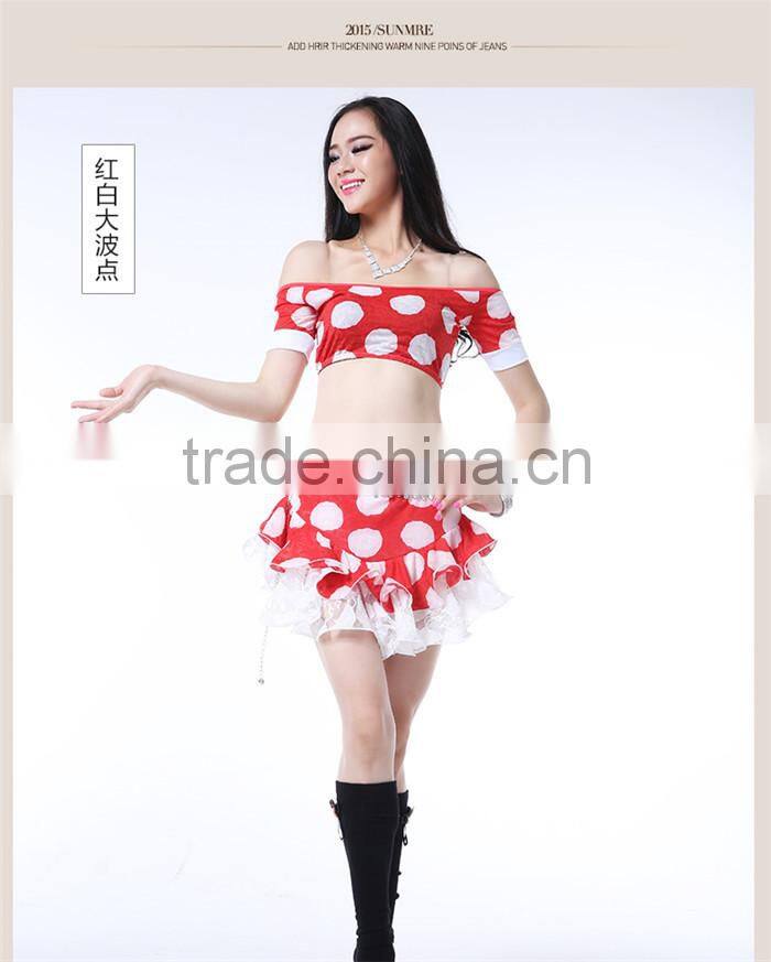 Wuchieal New Belly Dancing Costumes,Top+Skirt Suit, Sexy Modern Fashion Belly Dance Practice Wear