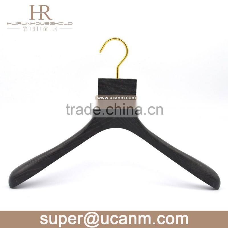 HRW-8600B hot sale classsical flat black ashtree wood clothes hanger