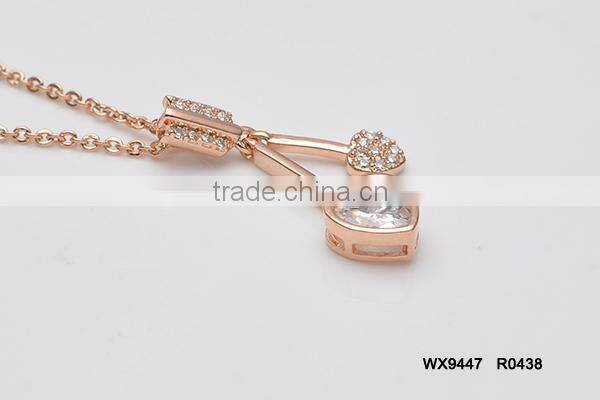 Double arrow hearts with AAA cubic zirconia pendant necklace good jewelry