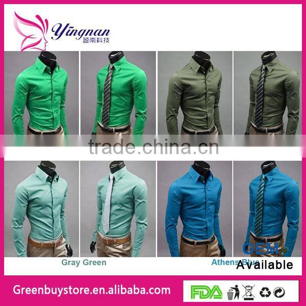 Free shipping 2014 Mens Slim fit Unique neckline stylish long Sleeve Shirts Mens shirts 17 colors