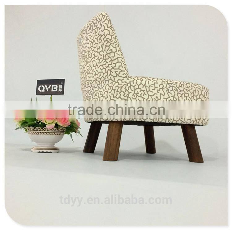 506-1 QVB JIANDE TONGDA Japanese style modern low chair / soft wood footstool with low back living room chair