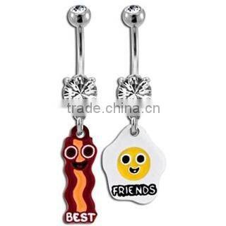 Bacon & Egg Best Friends Belly Button Rings
