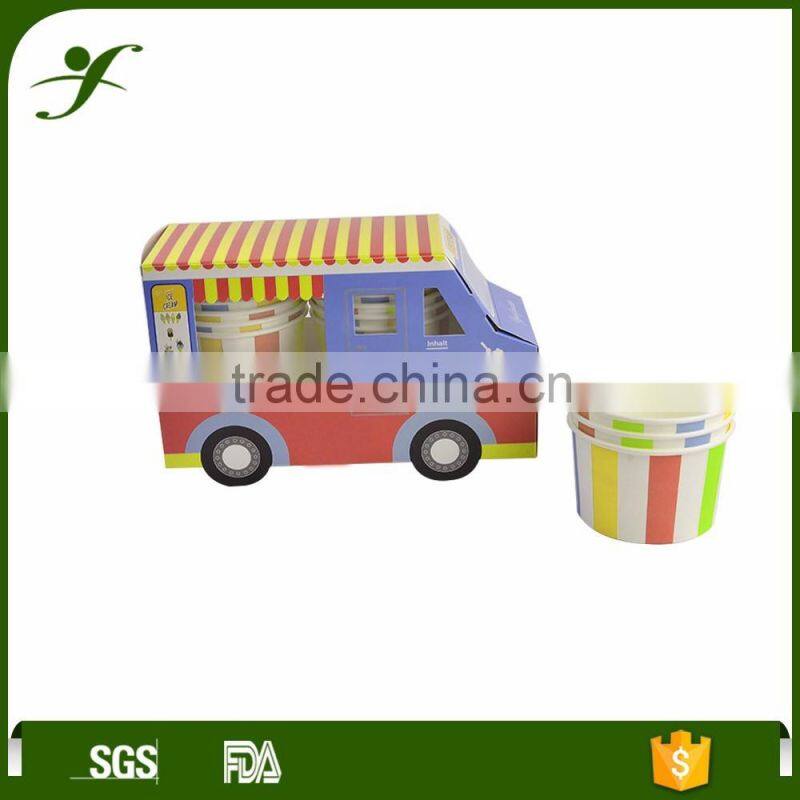 16oz custom design single wall disposable ice cream cup paper lid