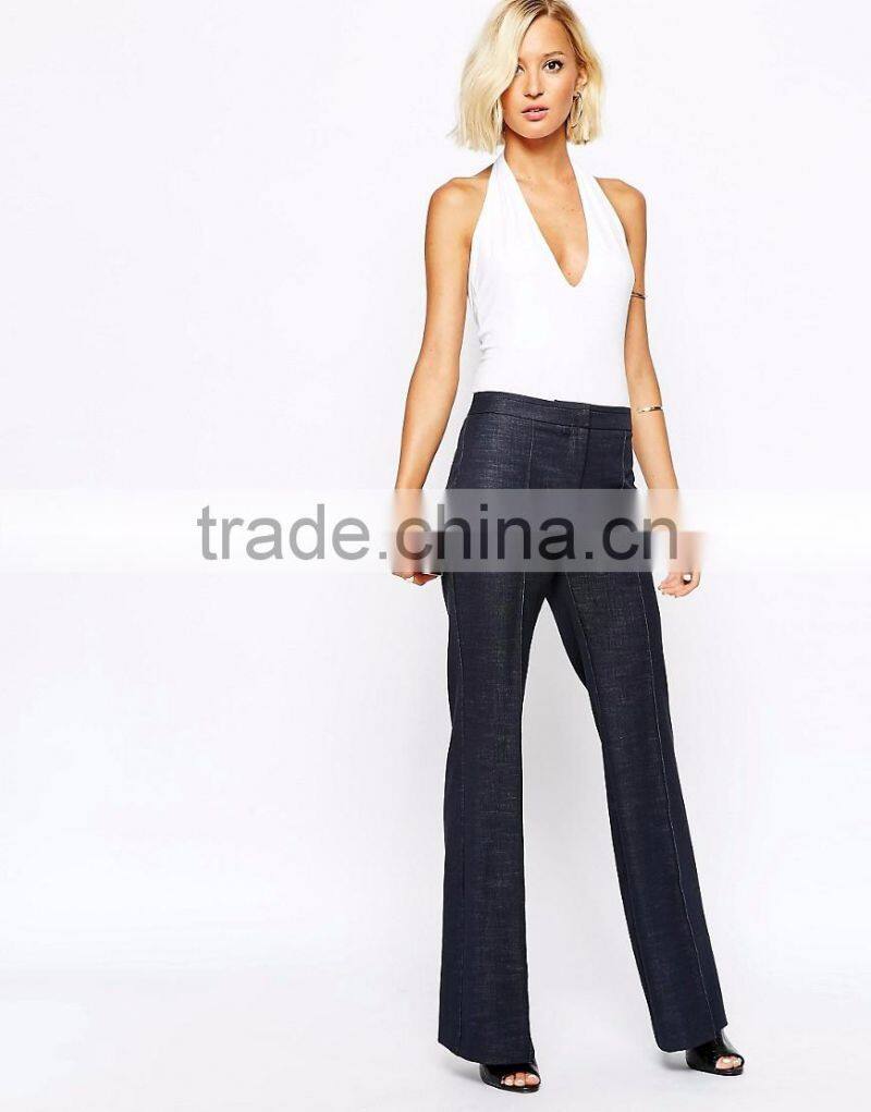 Daijun oem high quality fit deep blue crepe girl half pants and fashion high school girls in trousers