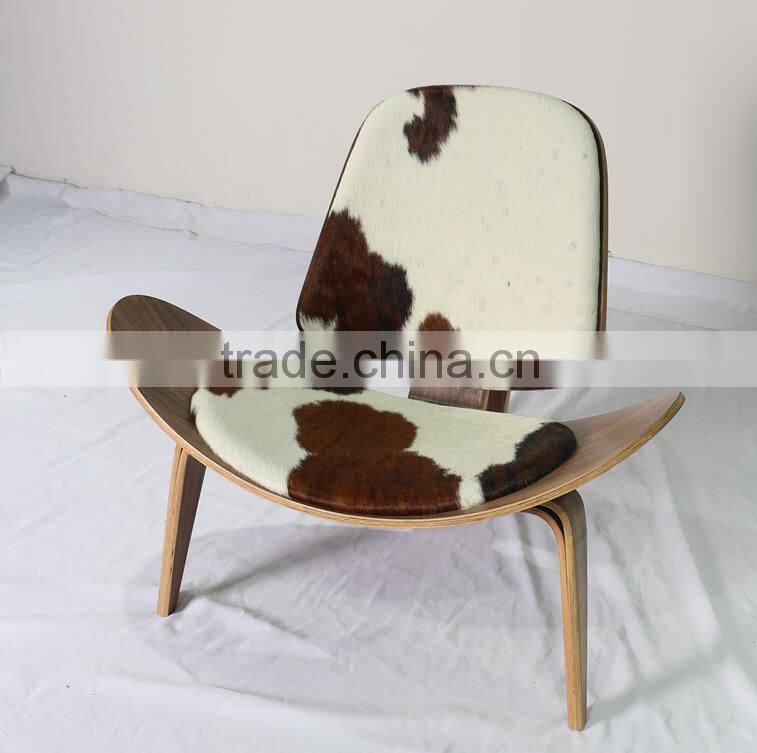 Modern Bend plywood hans wegner ponyhide / cowhide shell chair