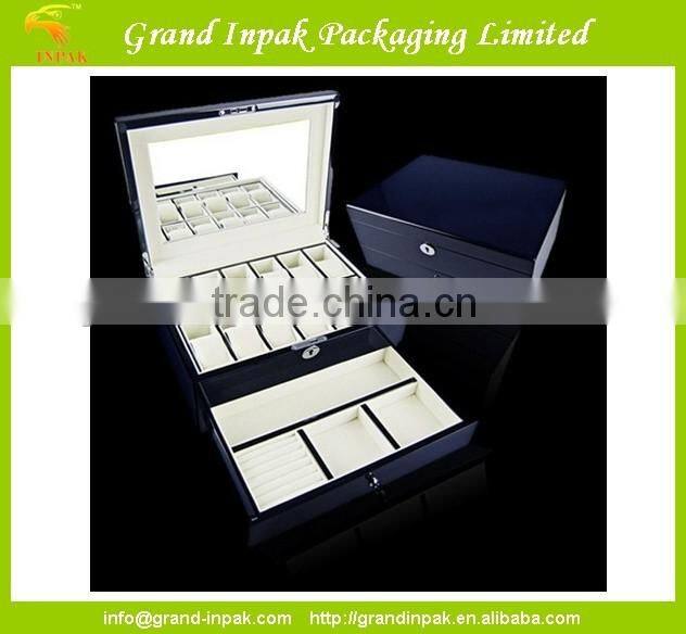 Fancy ooden watch storage box with clear glass window