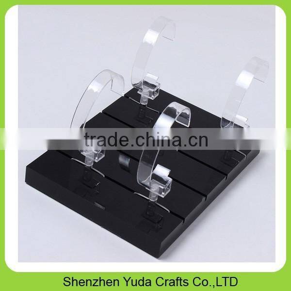 Glossy black painted wooden wrist watches display, MDF watch stand holder