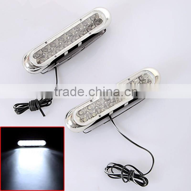 Universal White 16 LED Daytime Running Light DRL Car Fog Day Driving Lamp 2pcs