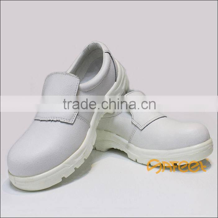 White leather breathable light weight steel toe esd pu shoes, food boot, en 20347 safety shoes factory (SA-6109)