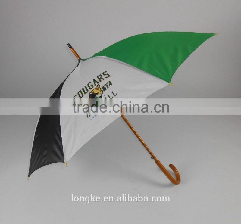 53*8 ribs promotional wooden shaft and handle custom print umbrella