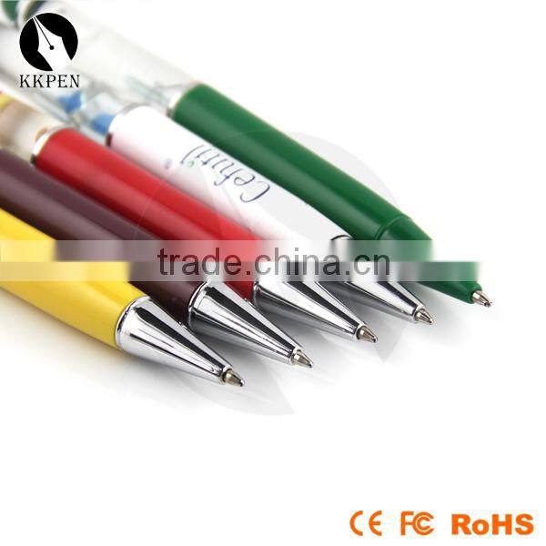 KKPEN Aluminum Promotion Liquid pen Liquid floating pen with 3D floater MOQ 1000pcs cheapest pen with logo printing free shipp
