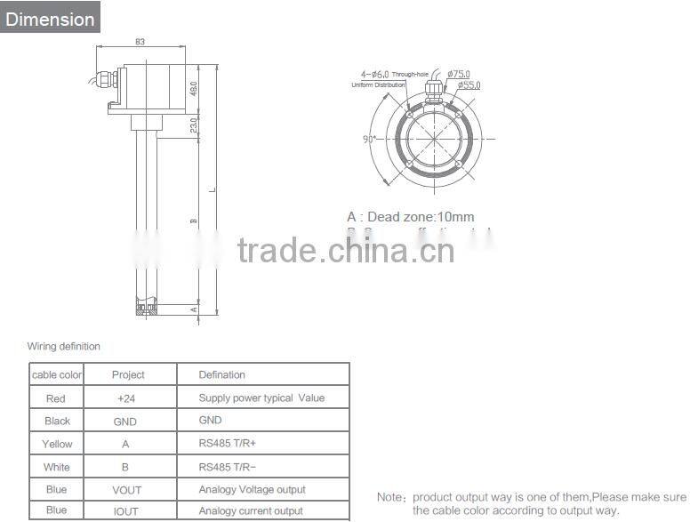 Analog output Soway SFCG series Capacitive fuel tank level sensor