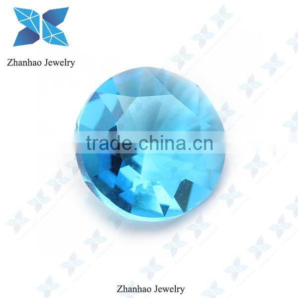 Synthetic rough aquamarine glass round stone