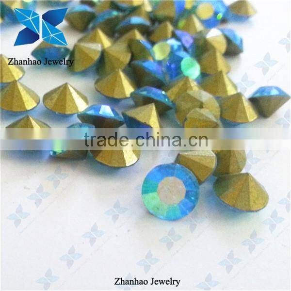 Hot fix point Aquamarine AB rough gemstone price loose rhinestone for jewelry