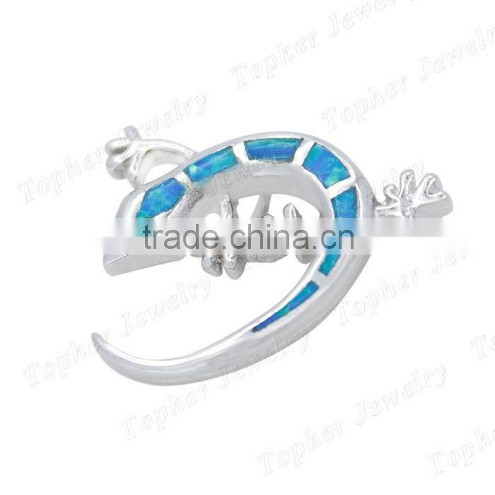 925 sterling silver animal shaped Lizard uniqe opal pendant
