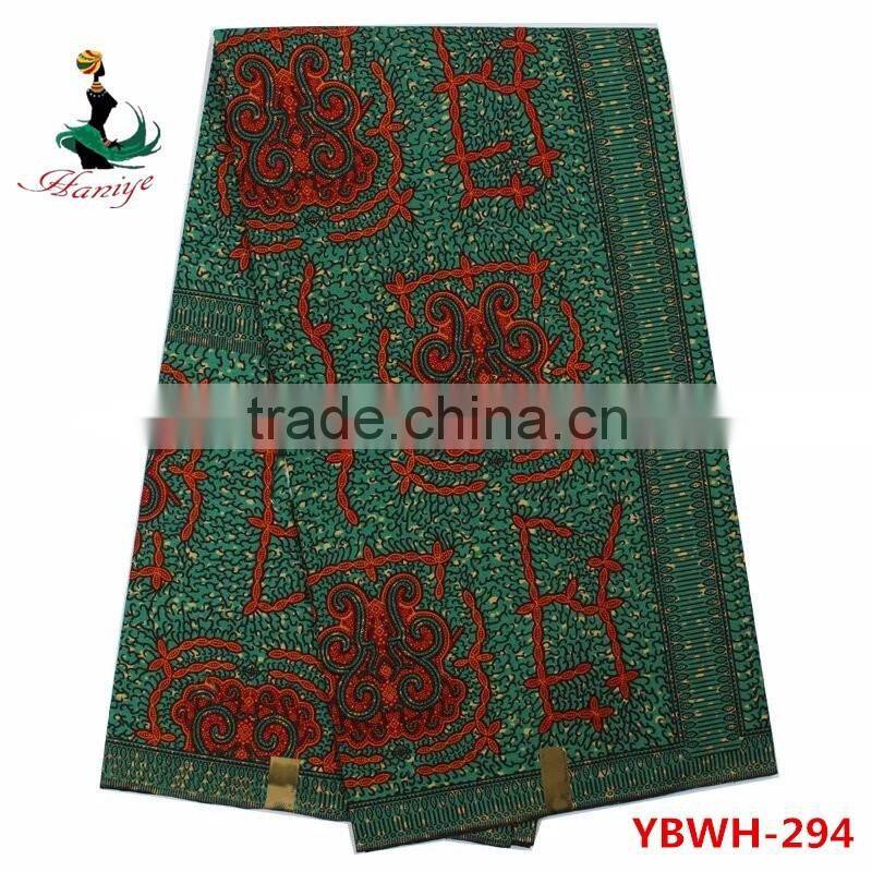 Green African wax prints fabric for women ankara dress clothing holland wax